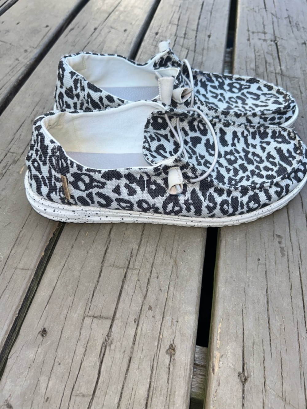 Hey Dude Wendy Slip-On Sneakers Black Ivory Leopard Print | Women’s Size 11 UK9